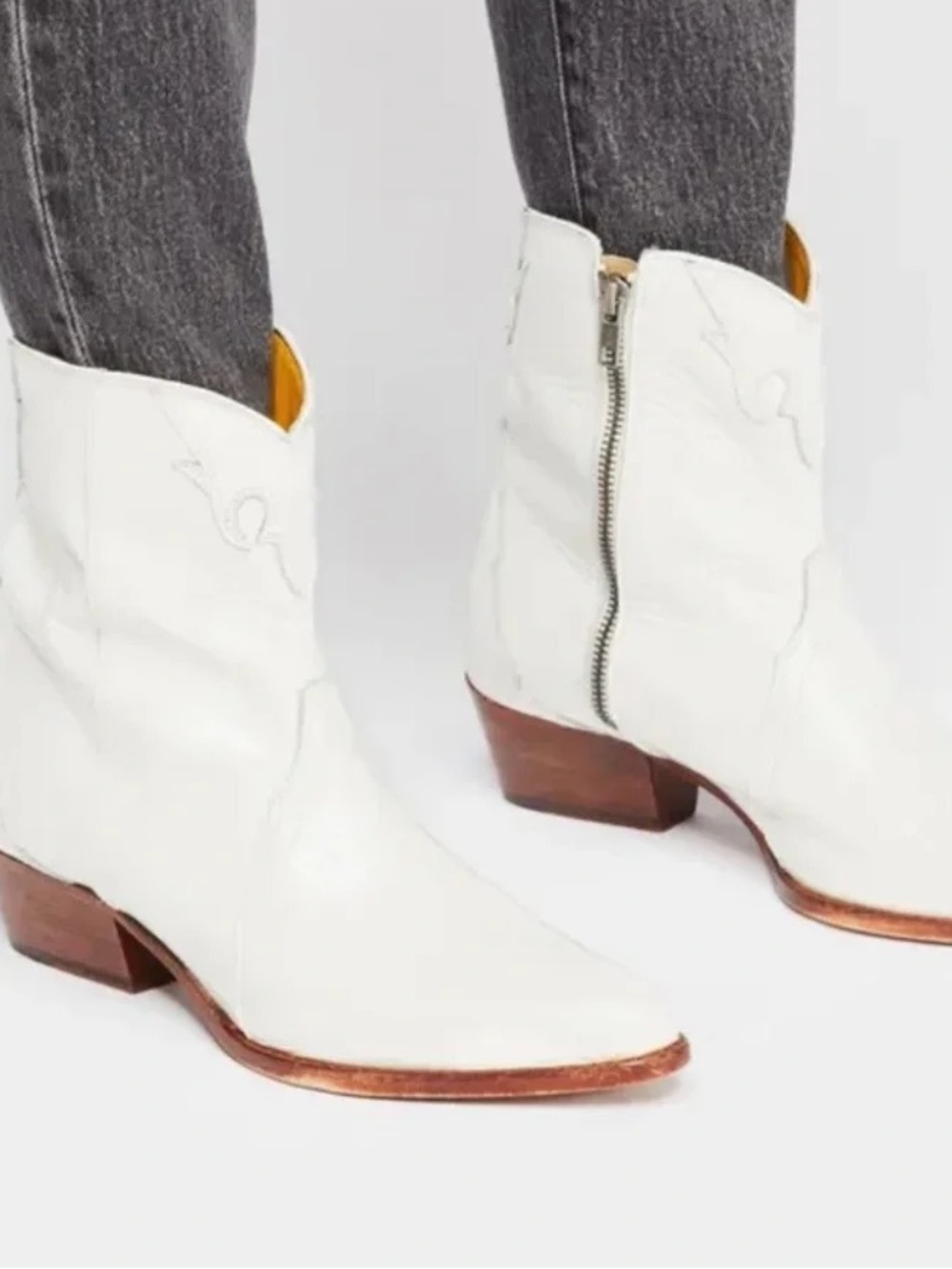 Free People New Frontier Western Bootie White